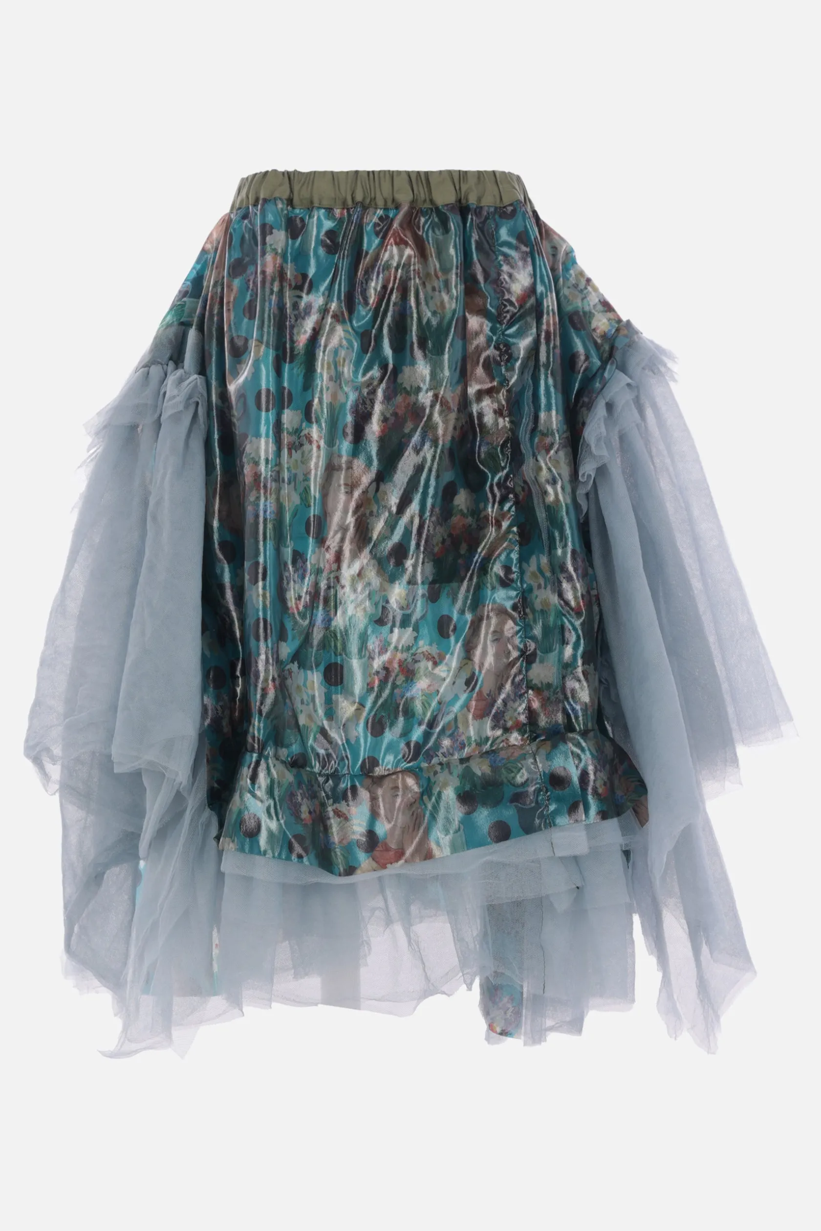 Gonne>TAO COMME DES GARÇONS gonna asimmetrica in nylon stampato e tulle Multicolor