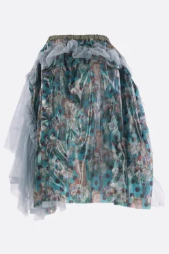 Gonne>TAO COMME DES GARÇONS gonna asimmetrica in nylon stampato e tulle Multicolor