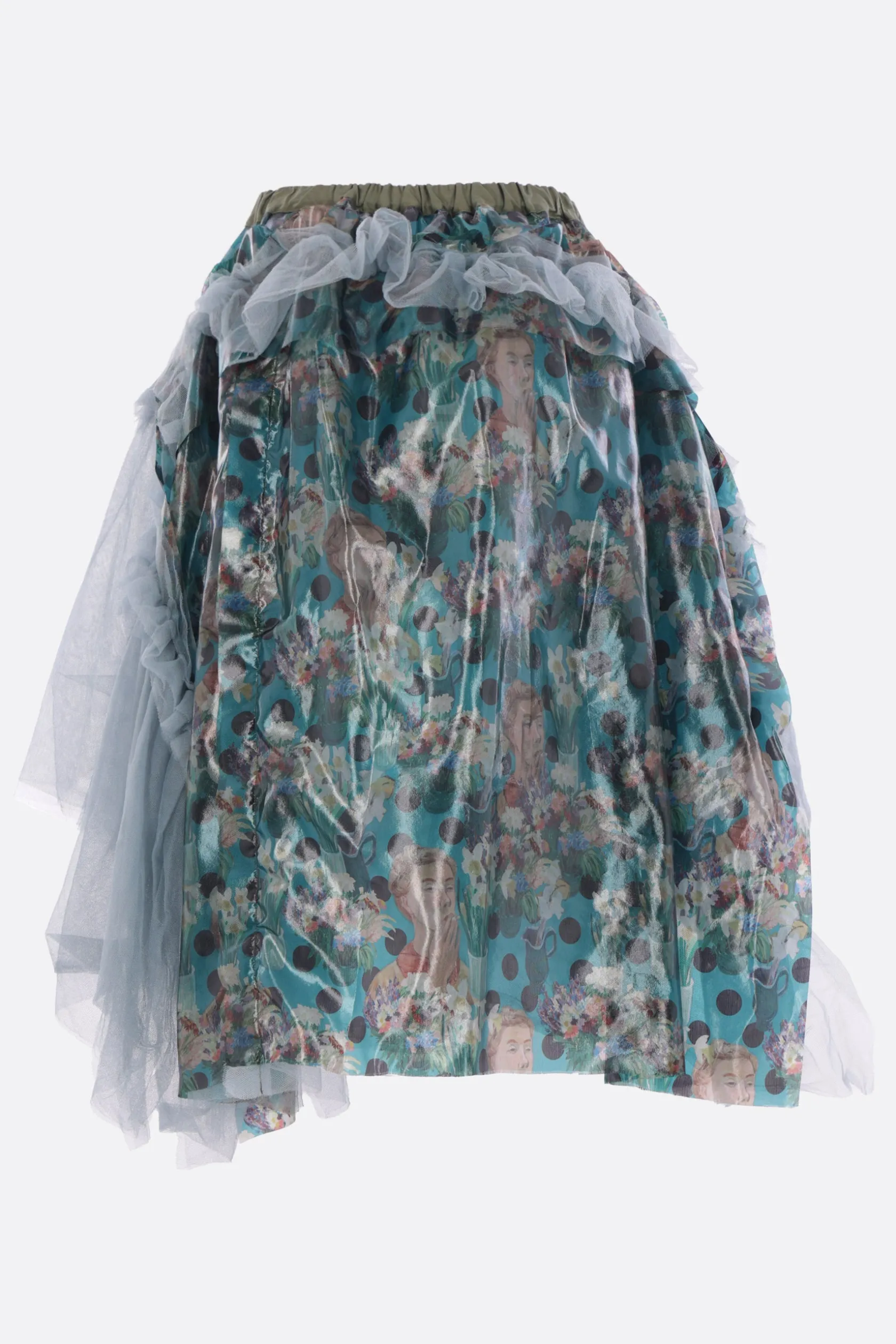 Gonne>TAO COMME DES GARÇONS gonna asimmetrica in nylon stampato e tulle Multicolor