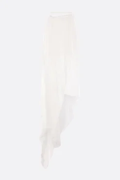 Gonne>ANN DEMEULEMEESTER gonna asimmetrica Sirka in seta con ricami Bianco