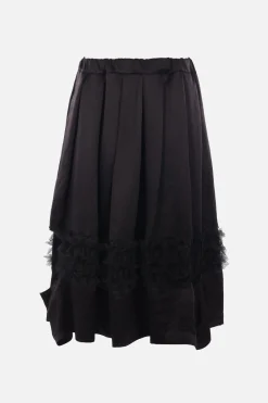 Pantaloni>BLACK COMME des GARÇONS gonna in raso con rouches e cut-out Nero