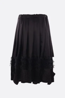 Pantaloni>BLACK COMME des GARÇONS gonna in raso con rouches e cut-out Nero