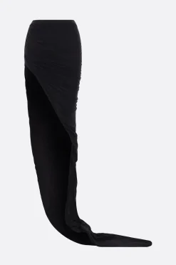 Gonne>RICK OWENS gonna lunga Edfu in jersey con strascico Nero