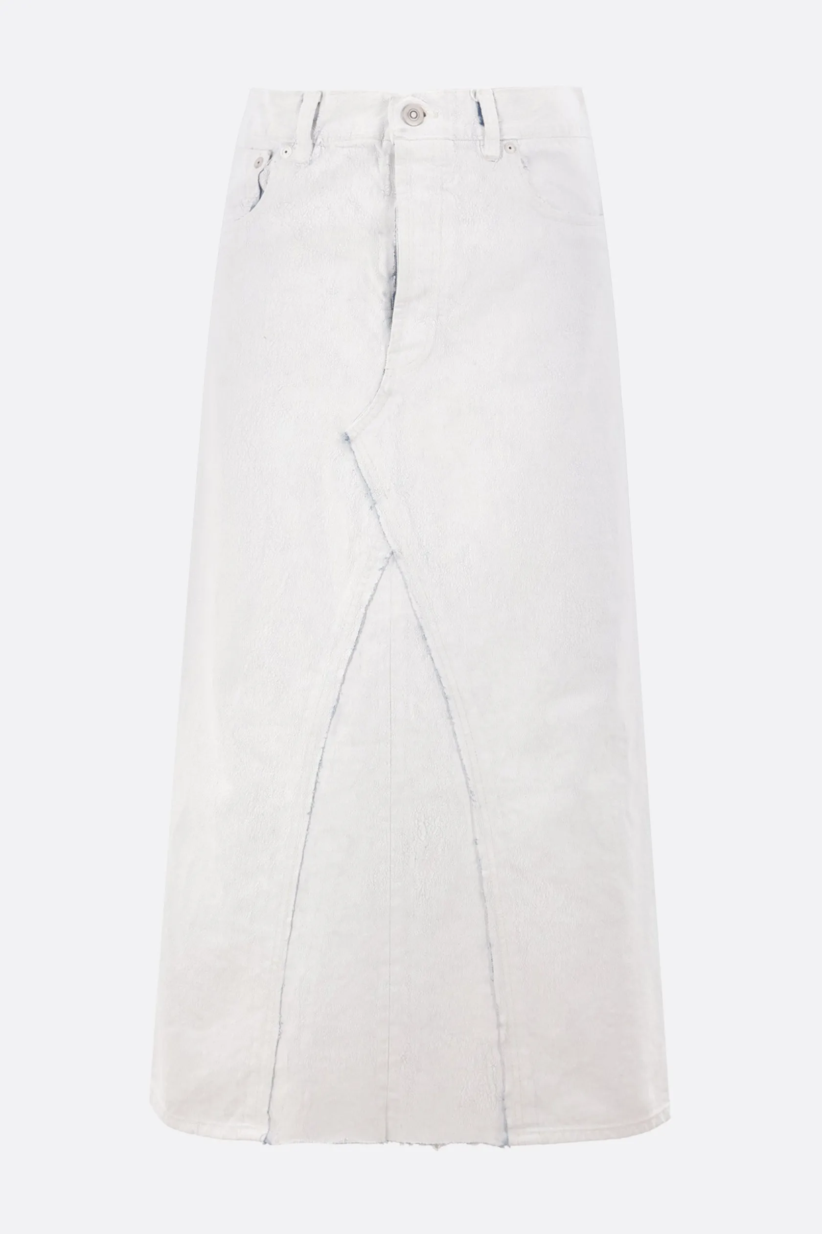 Gonne>MAISON MARGIELA gonna lunga in denim con trattamento bianchetto Bianco