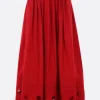 Gonne>MARIA CALDERARA gonna lunga Irregular Holes in popeline Rosso