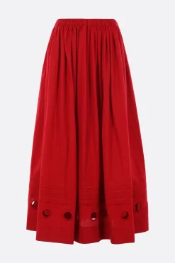 Gonne>MARIA CALDERARA gonna lunga Irregular Holes in popeline Rosso