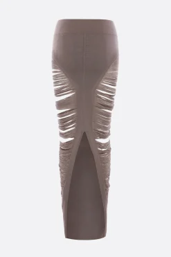 Gonne>RICK OWENS gonna lunga Pillar in maglia di lana Grigio