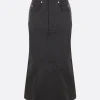 Gonne>RICK OWENS gonna midi Godet in denim resinato Nero