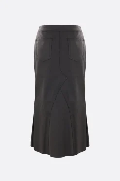 Gonne>RICK OWENS gonna midi Godet in denim resinato Nero