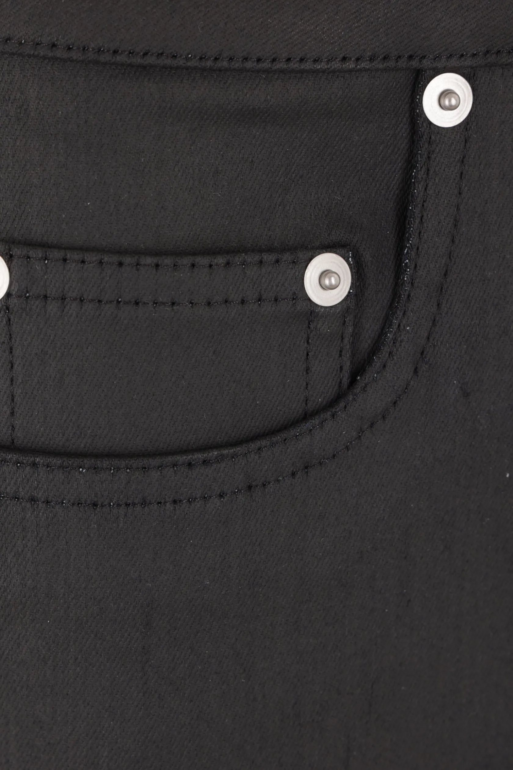 Gonne>RICK OWENS gonna midi Godet in denim resinato Nero