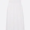 Gonne>JIL SANDER gonna midi in lino plissé Bianco