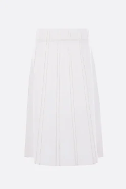 Gonne>JIL SANDER gonna midi in lino plissé Bianco