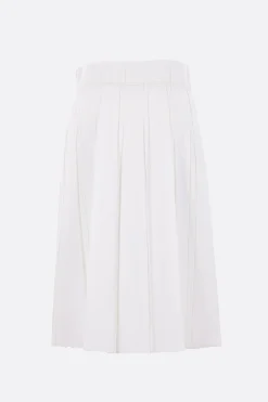 Gonne>JIL SANDER gonna midi in lino plissé Bianco