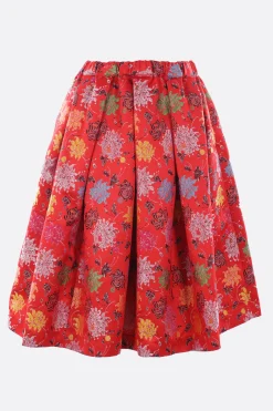 Gonne>COMME DES GARÇONS gonna midi in raso jaquard Rosso