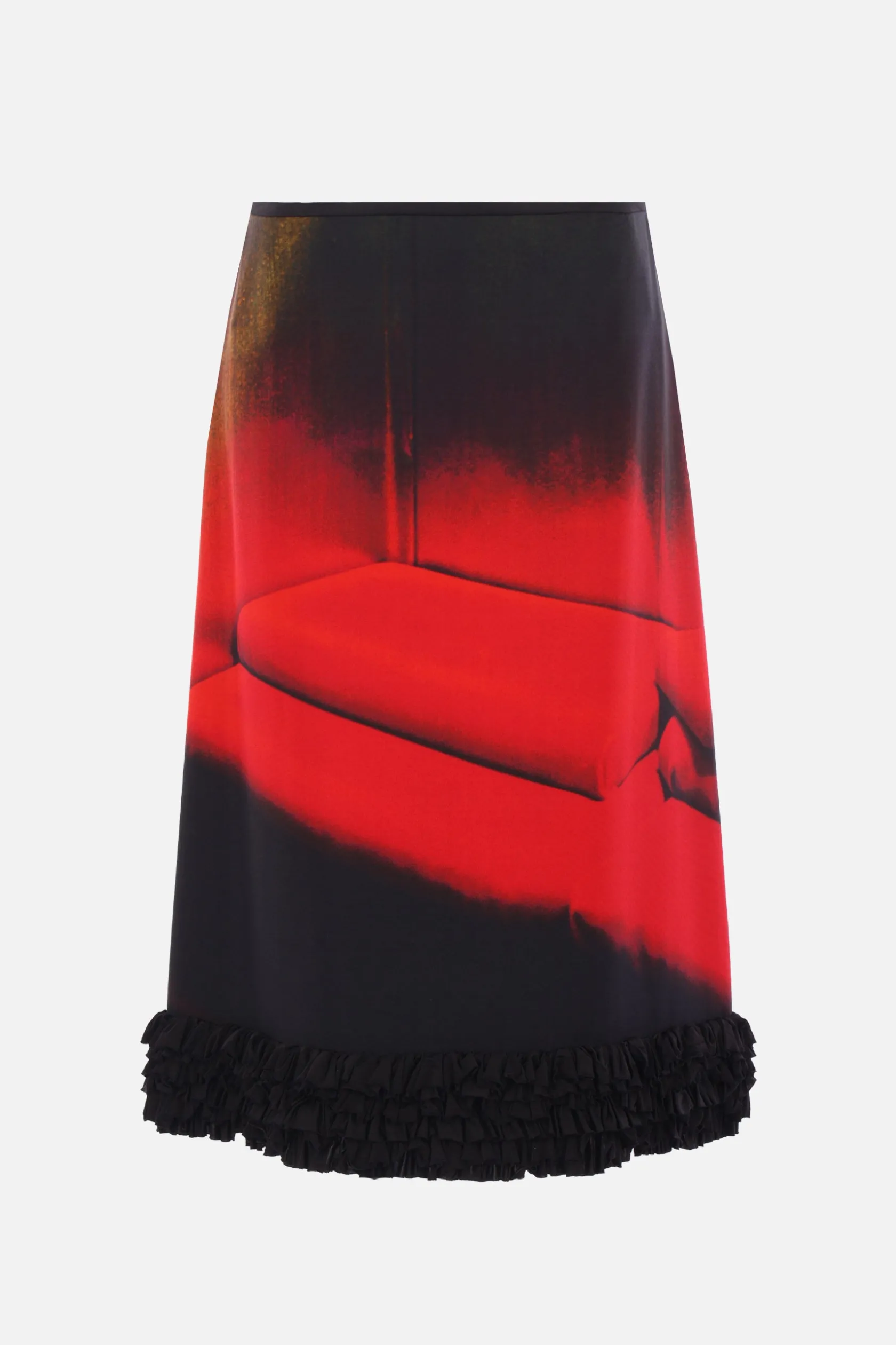 Gonne>JIL SANDER gonna midi in viscosa fluida stampata Rosso
