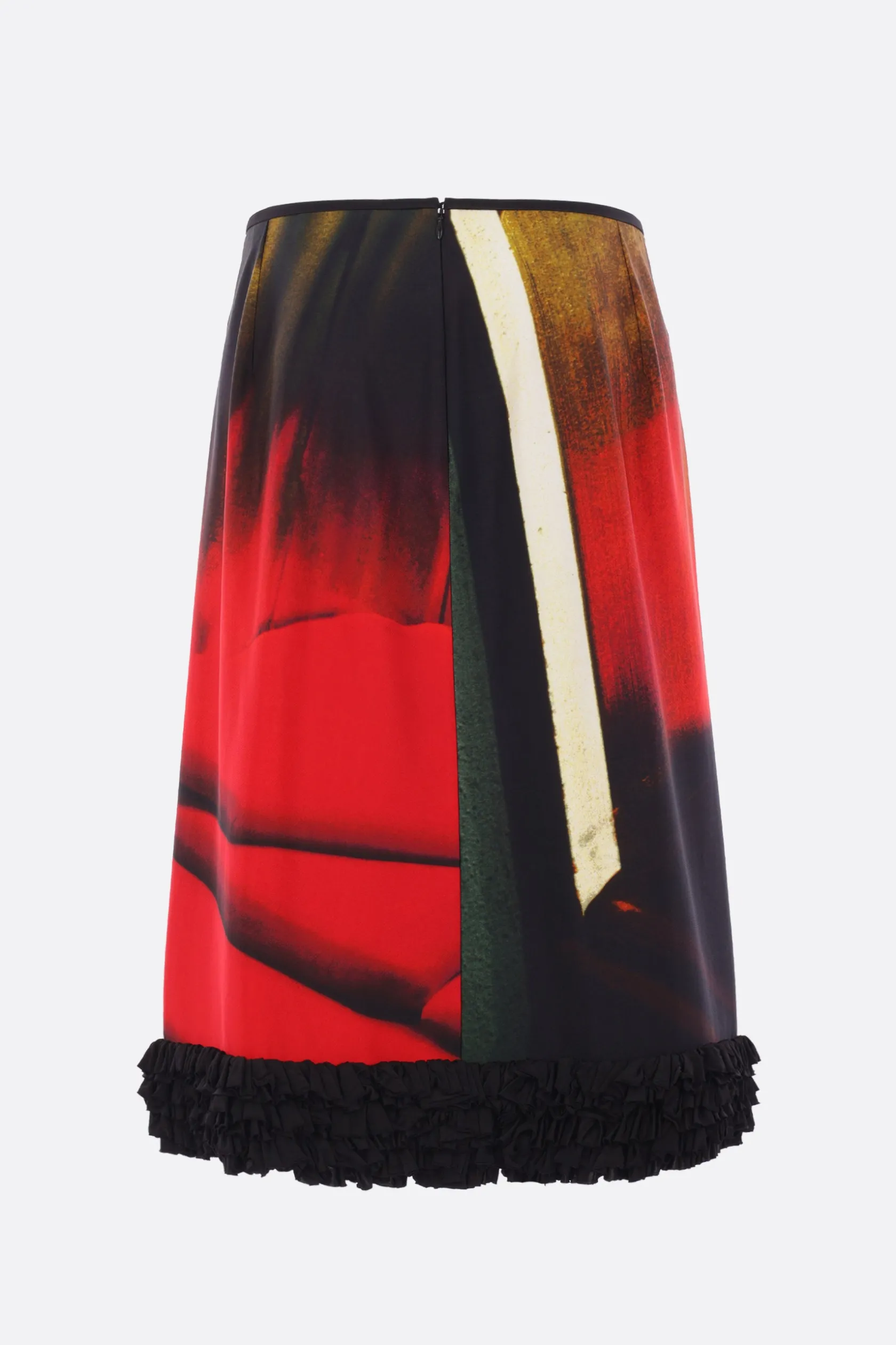 Gonne>JIL SANDER gonna midi in viscosa fluida stampata Rosso