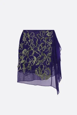 Gonne>DRIES VAN NOTEN gonna midi Sima in chiffon con paillettes Viola