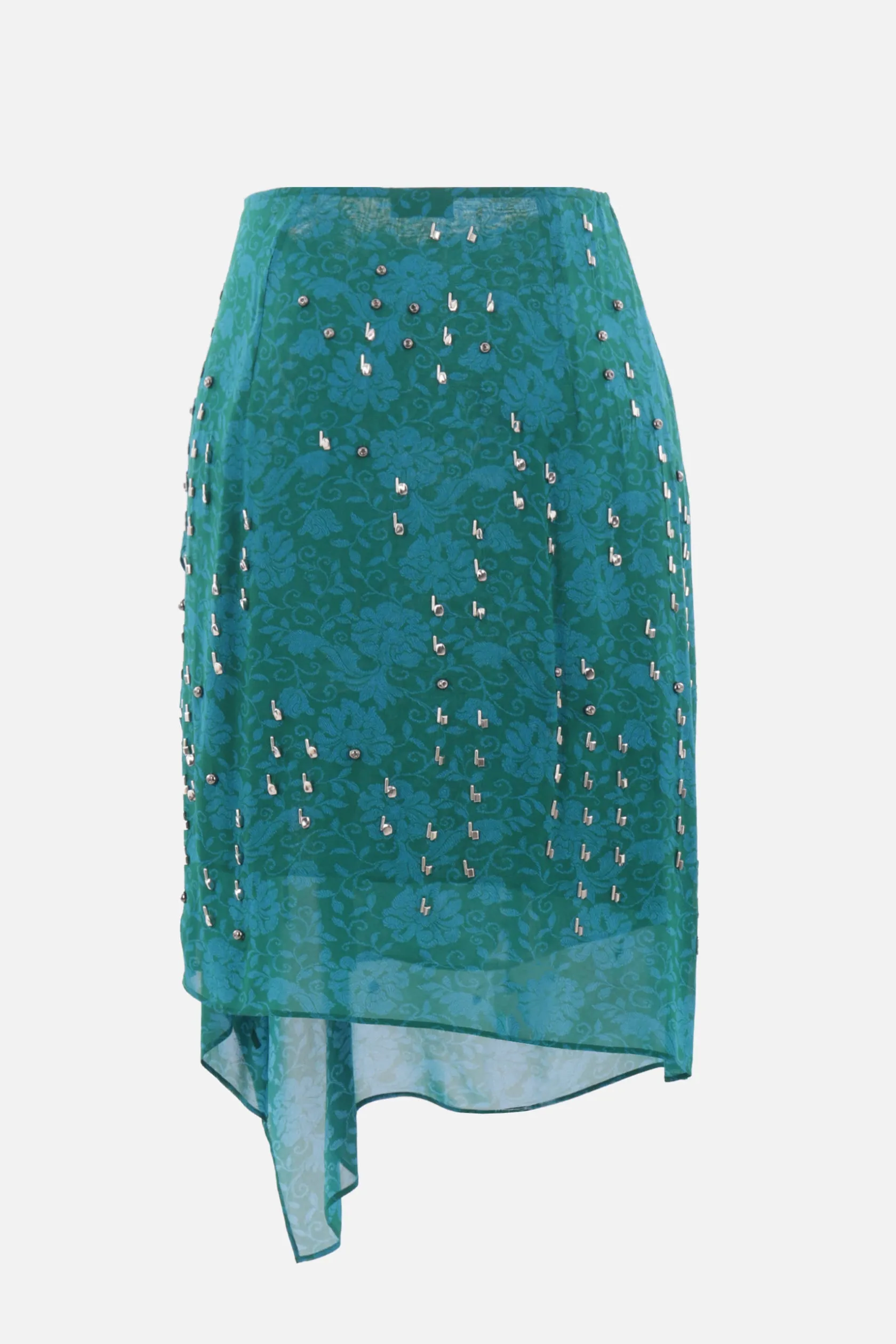 Gonne>DRIES VAN NOTEN gonna midi Sima in georgette con ricami Blu