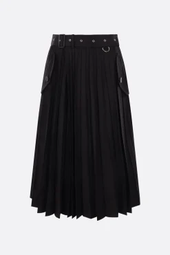 Gonne>SACAI gonna plissé in gabardine Nero