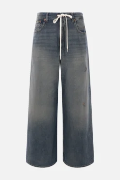 Jeans>MM6 jeans a gamba ampia in denim con coulisse Grigio