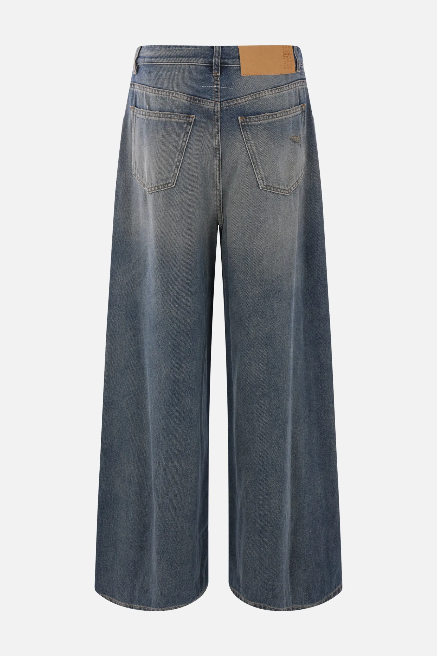 Jeans>MM6 jeans a gamba ampia in denim con coulisse Grigio