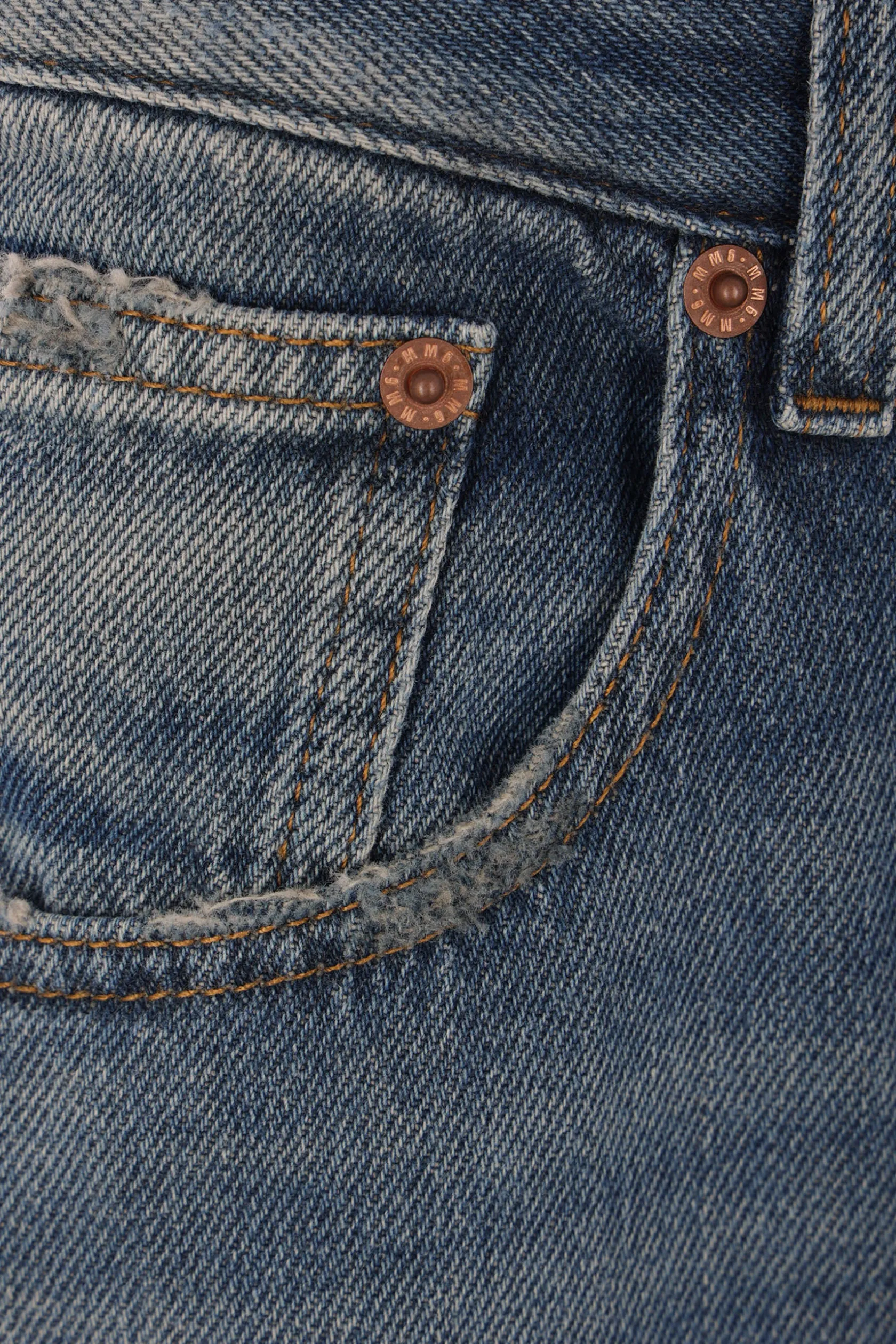 Jeans>MM6 jeans a gamba ampia in denim con coulisse Grigio