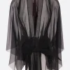 Capispalla>RICK OWENS mantella Half Moon in chiffon Nero