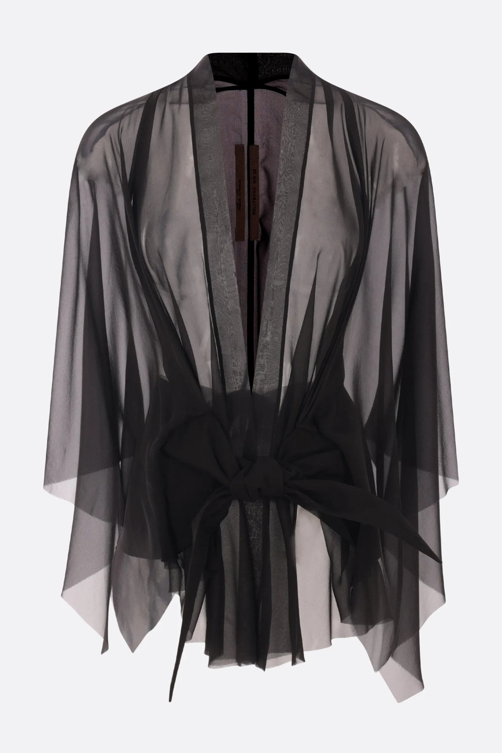 Capispalla>RICK OWENS mantella Half Moon in chiffon Nero