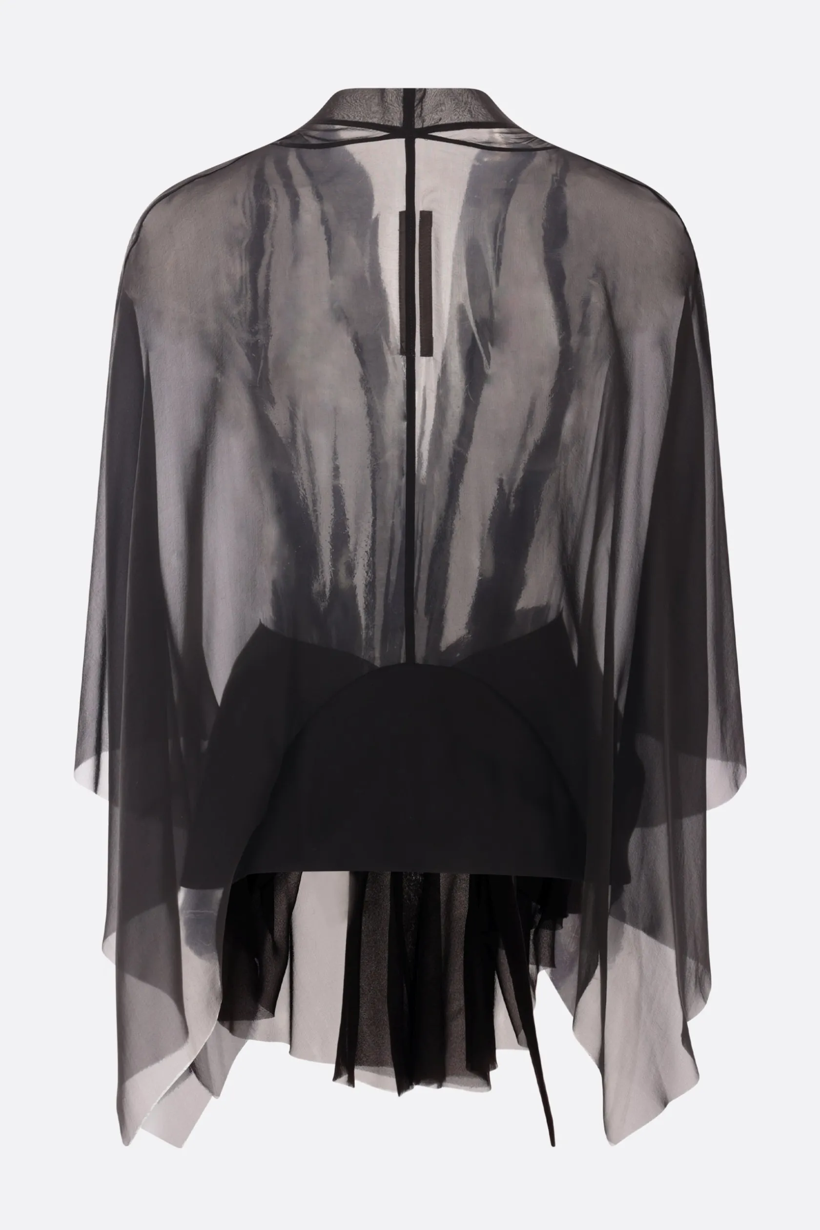 Capispalla>RICK OWENS mantella Half Moon in chiffon Nero