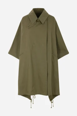 Capispalla>YOHJI YAMAMOTO mantella oversize in canvas Marrone