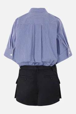 Abiti>SACAI miniabito in popeline e nylon Blu