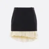 Gonne>BALENCIAGA minigonna Lingerie in lana e pizzo Nero