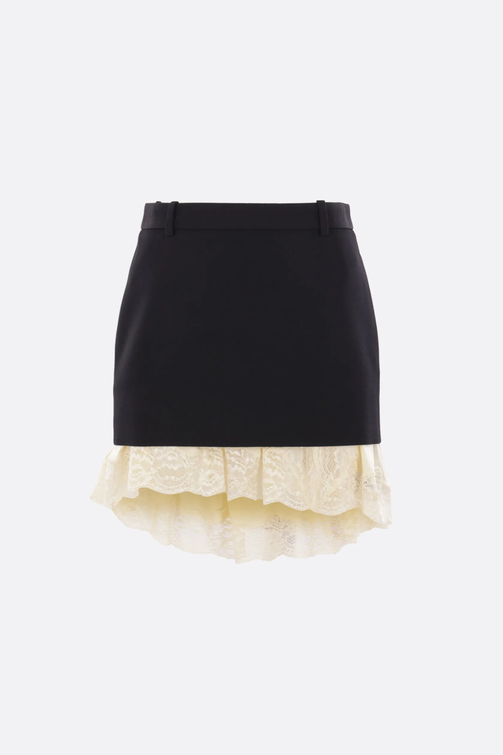 Gonne>BALENCIAGA minigonna Lingerie in lana e pizzo Nero