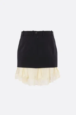Gonne>BALENCIAGA minigonna Lingerie in lana e pizzo Nero