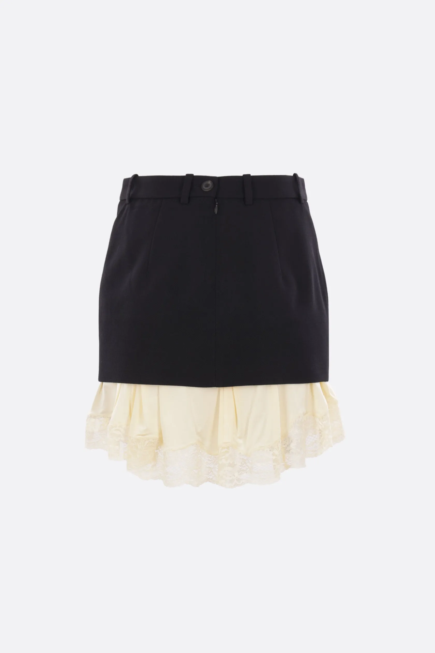 Gonne>BALENCIAGA minigonna Lingerie in lana e pizzo Nero