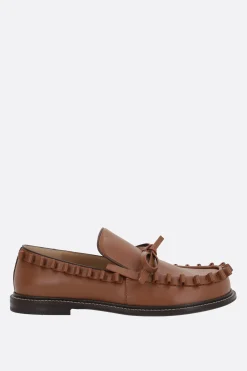 Mocassini E Slippers>JW ANDERSON mocassino in pelle liscia con rouche Marrone