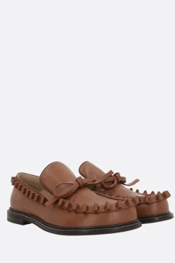Scarpe Basse>JW ANDERSON mocassino in pelle liscia con rouche Marrone