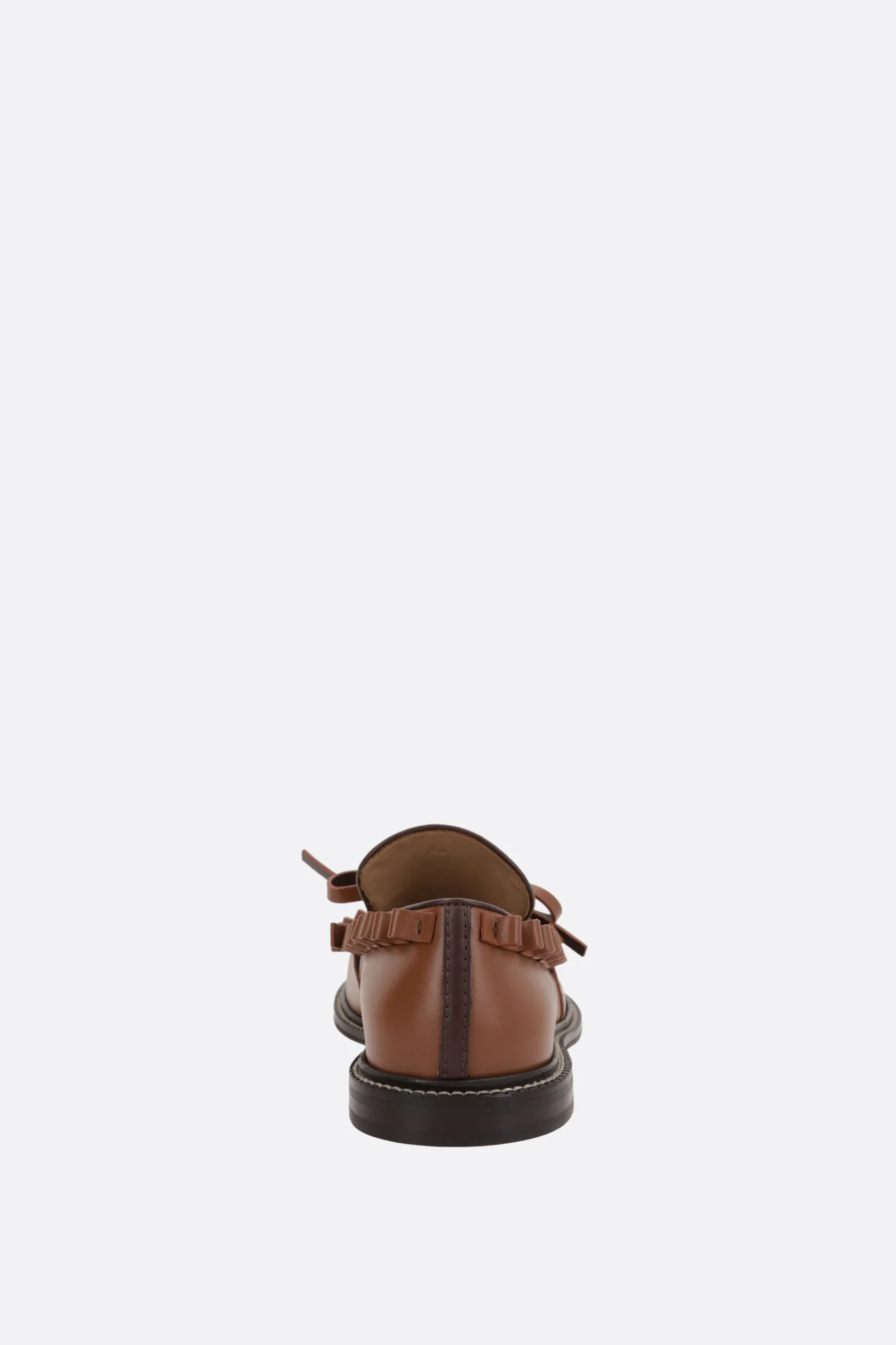 Mocassini E Slippers>JW ANDERSON mocassino in pelle liscia con rouche Marrone