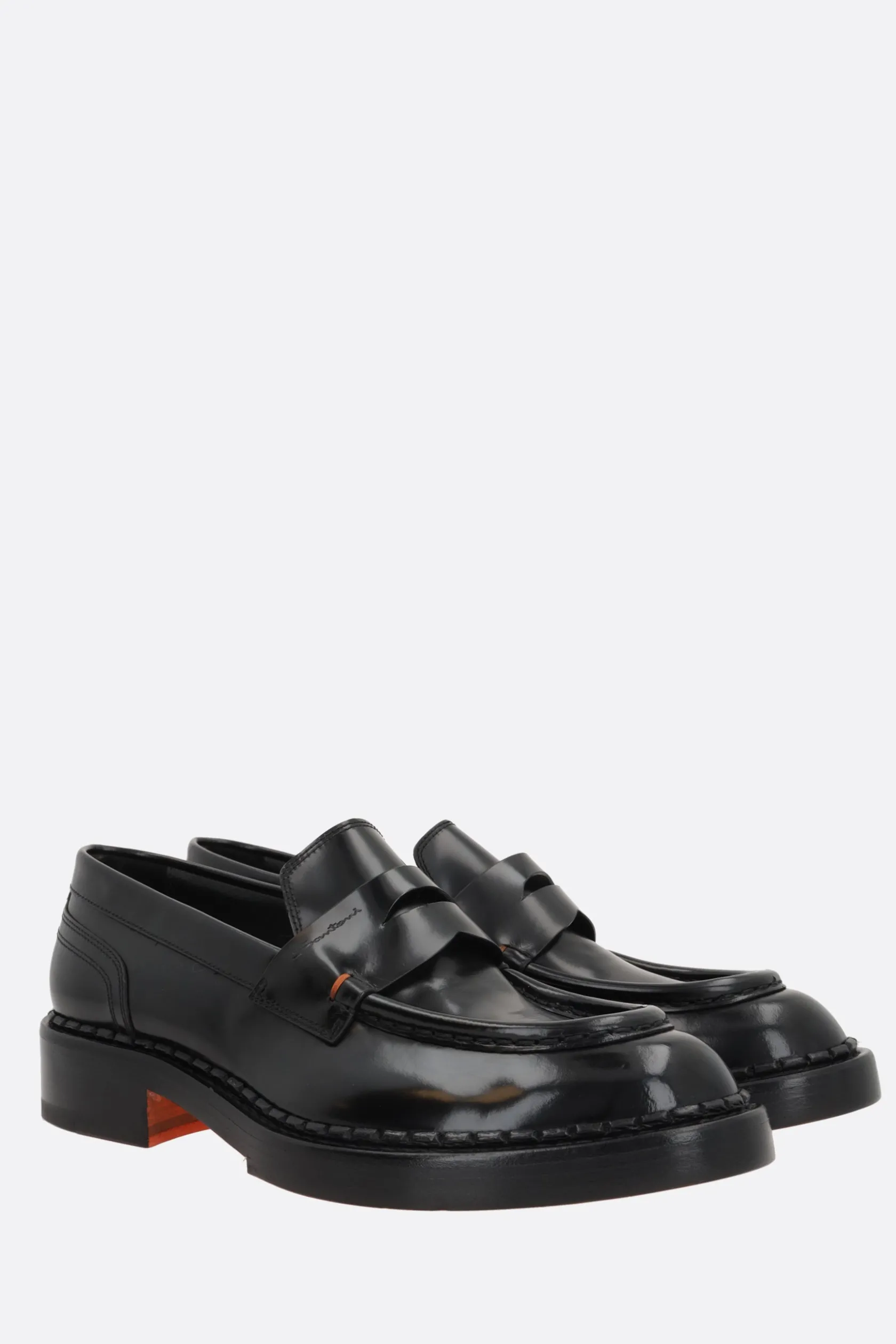 Scarpe Basse>SANTONI X 10 CORSO COMO mocassino penny in pelle spazzolata Nero
