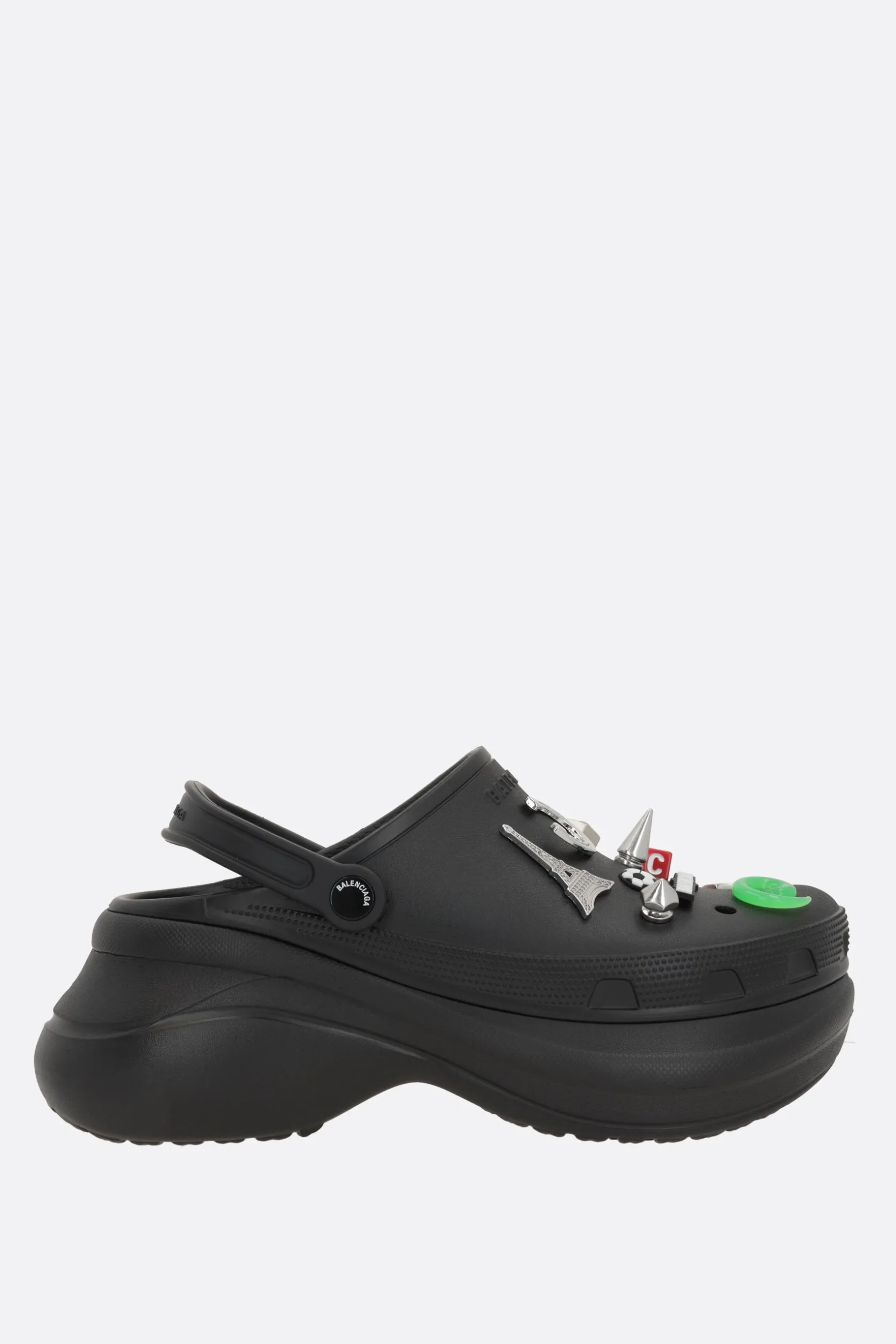 Mocassini E Slippers>BALENCIAGA mule Crocs™ Jibbitz™ in gomma con charm Nero