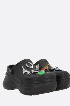 Mocassini E Slippers>BALENCIAGA mule Crocs™ Jibbitz™ in gomma con charm Nero
