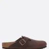 Sandali>BIRKENSTOCK mule flat Boston BS in nubuck (Narrow Fit) Marrone
