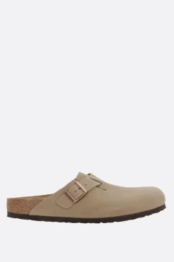 Mocassini E Slippers>BIRKENSTOCK mule flat Boston BS in nubuck (Narrow Fit) Marrone