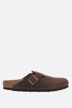 Sandali>BIRKENSTOCK mule flat Boston BS in nubuck (Narrow Fit) Marrone