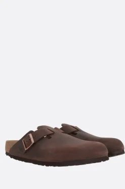 Sandali>BIRKENSTOCK mule flat Boston BS in nubuck (Narrow Fit) Marrone