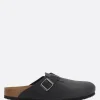 Décolletés E Slingbacks>BIRKENSTOCK mule flat Boston BS in pelle oliata (Narrow Fit) Nero