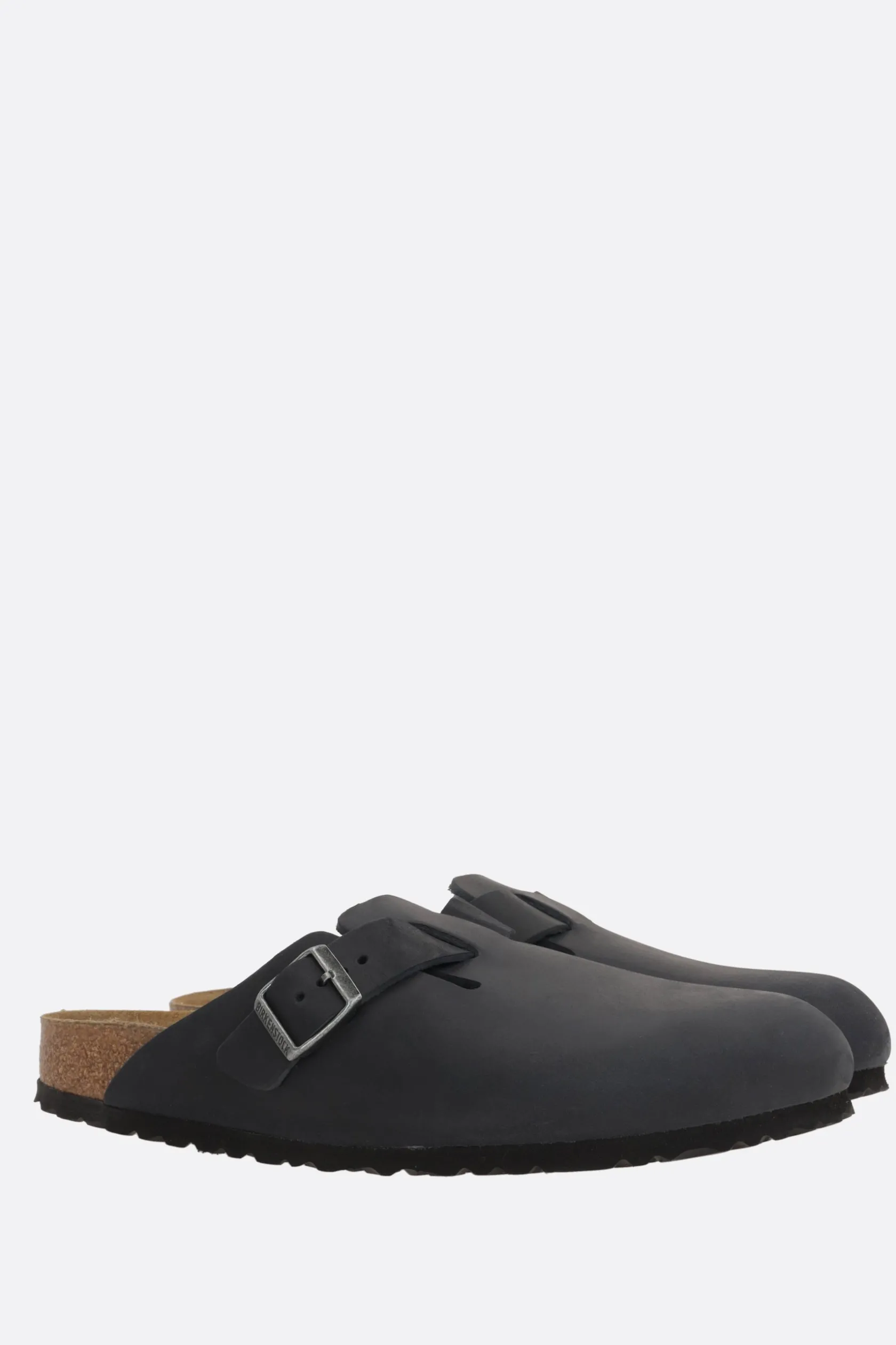 Mocassini E Slippers>BIRKENSTOCK mule flat Boston BS in pelle oliata (Narrow Fit) Nero