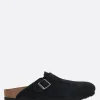 Mocassini E Slippers>BIRKENSTOCK mule flat Boston BS in suede (Narrow Fit) Nero