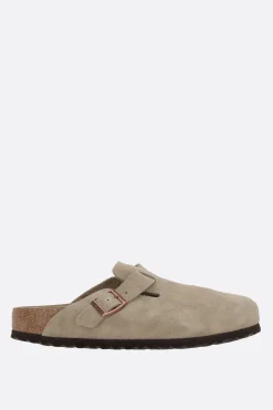 Décolletés E Slingbacks>BIRKENSTOCK mule flat Boston BS in suede (Narrow Fit) Neutro