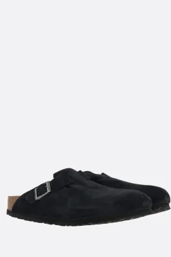 Mocassini E Slippers>BIRKENSTOCK mule flat Boston BS in suede (Narrow Fit) Nero